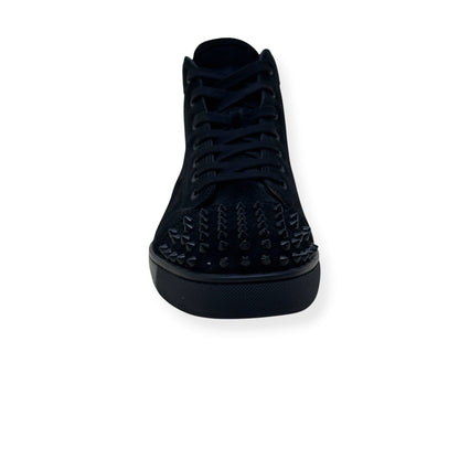 CHRISTIAN LOUBOUTIN LOUIS SPIKES HIGH-TOP SUEDE SNEAKER BLACK 43.5 / UK9.5 | UK 9.5, Black