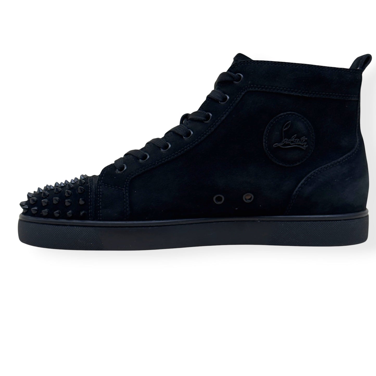 CHRISTIAN LOUBOUTIN LOUIS SPIKES HIGH-TOP SUEDE SNEAKER BLACK 43.5 / UK9.5 | UK 9.5, Black