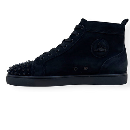 CHRISTIAN LOUBOUTIN LOUIS SPIKES HIGH-TOP SUEDE SNEAKER BLACK 43.5 / UK9.5 | UK 9.5, Black