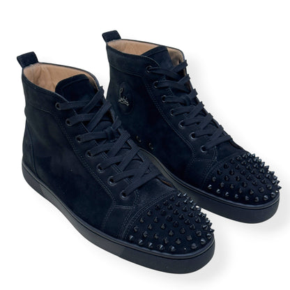 CHRISTIAN LOUBOUTIN LOUIS SPIKES HIGH-TOP SUEDE SNEAKER BLACK 43.5 / UK9.5 | UK 9.5, Black