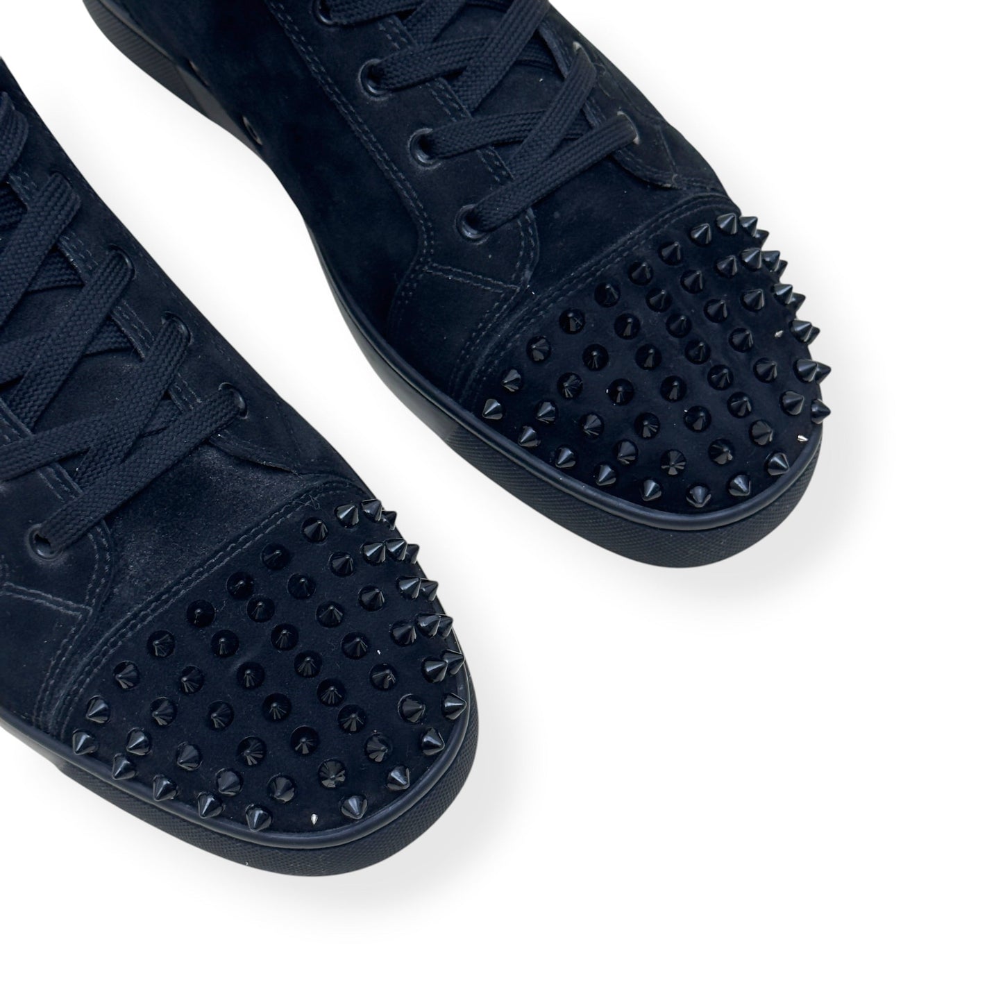 CHRISTIAN LOUBOUTIN LOUIS SPIKES HIGH-TOP SUEDE SNEAKER BLACK 43.5 / UK9.5 | UK 9.5, Black