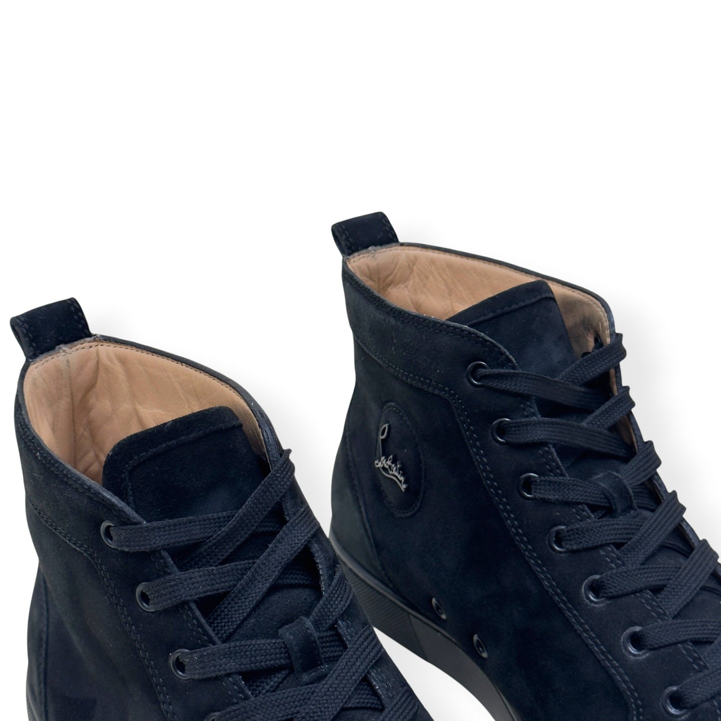CHRISTIAN LOUBOUTIN LOUIS SPIKES HIGH-TOP SUEDE SNEAKER BLACK 43.5 / UK9.5 | UK 9.5, Black