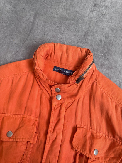 Ralph Lauren Orange Multipocket Silk Blend Utility Jacket