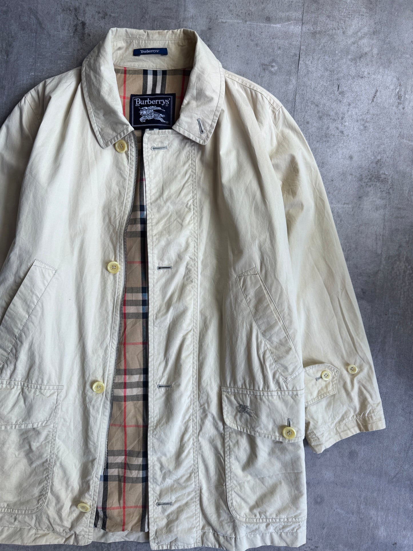 Burberry Nova Check Lined Cream Parka Jacket