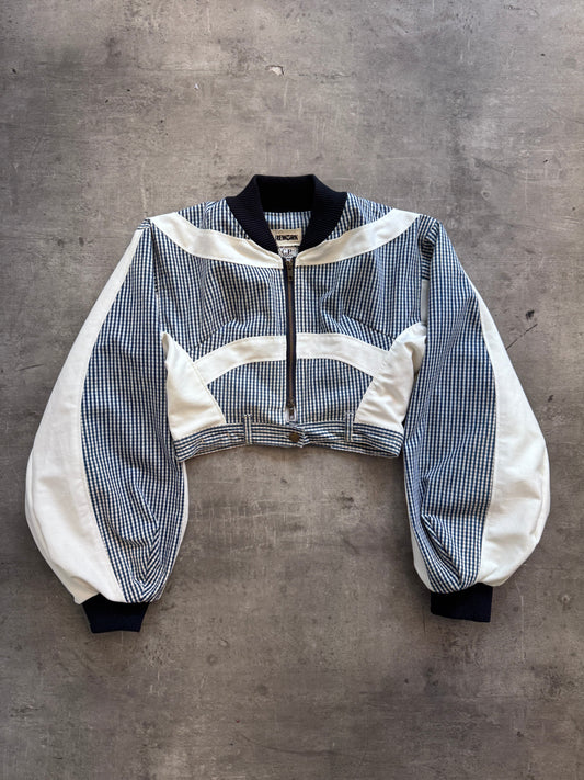 VT Rework: C.P.Company Gingham Plaid Oversized Sleeve Crop Blouson | Small, Multicoloured