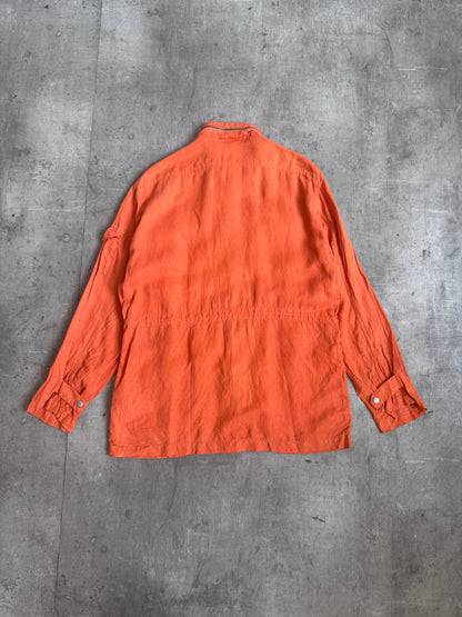 Ralph Lauren Orange Multipocket Silk Blend Utility Jacket