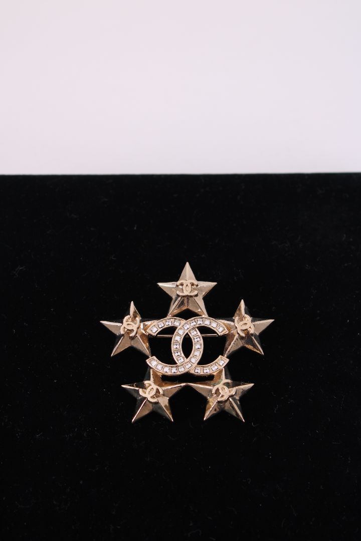 Chanel Crystal Star Brooch Gold | Default Title, Gold
