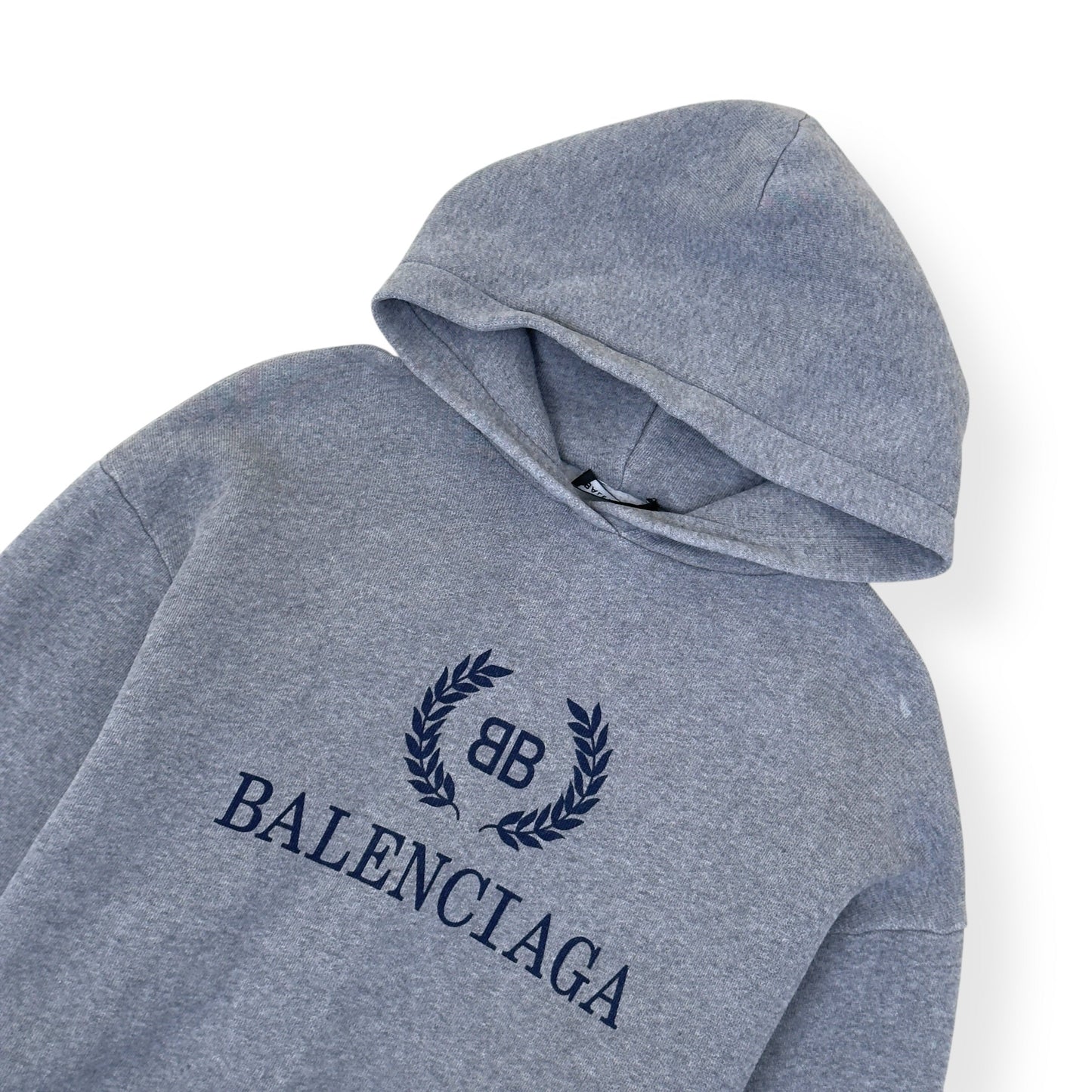 BALENCIAGA BB CREST LOGO COTTON-JERSEY HOODIE M | Medium, Heather Grey