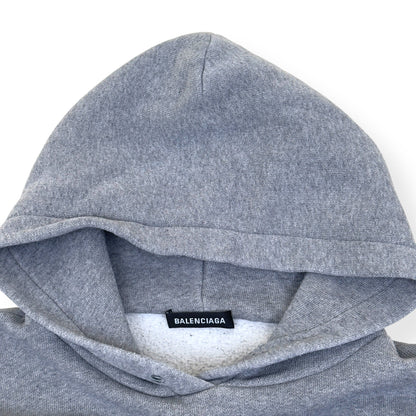 BALENCIAGA BB CREST LOGO COTTON-JERSEY HOODIE M | Medium, Heather Grey