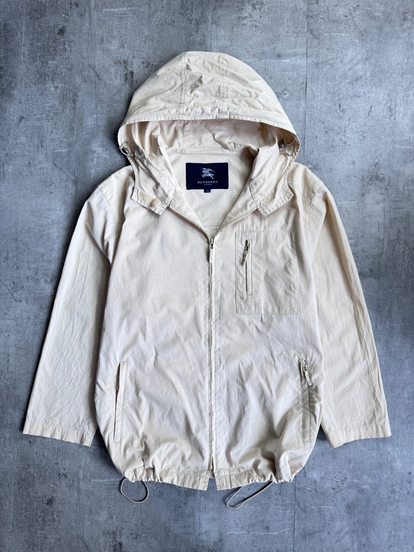 Burberry Beige Hooded Packable Tech Jacket