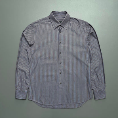 Prada Grey & Blue 00s Stripe Shirt | Large, Blue