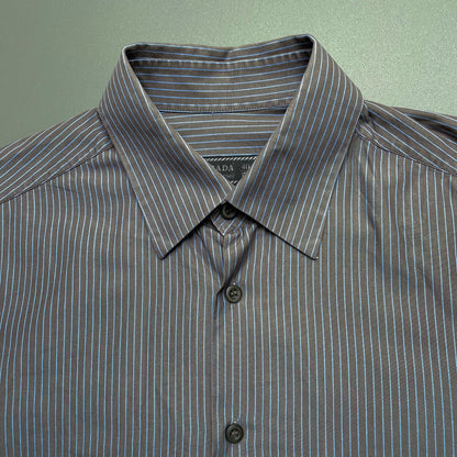 Prada Grey & Blue 00s Stripe Shirt | Large, Blue