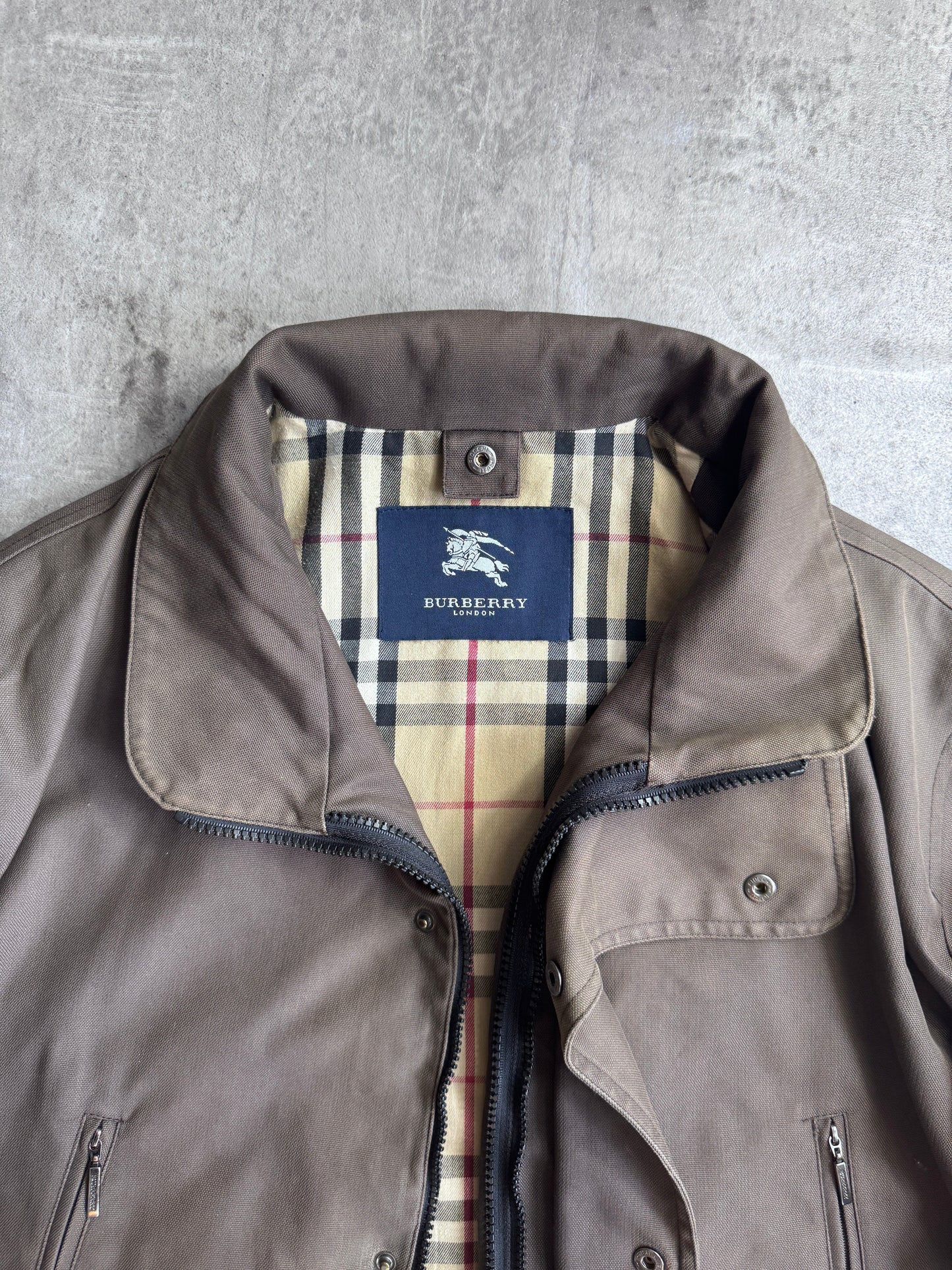 Burberry Brown Nova Check Lined Poly Cotton Utility Coat