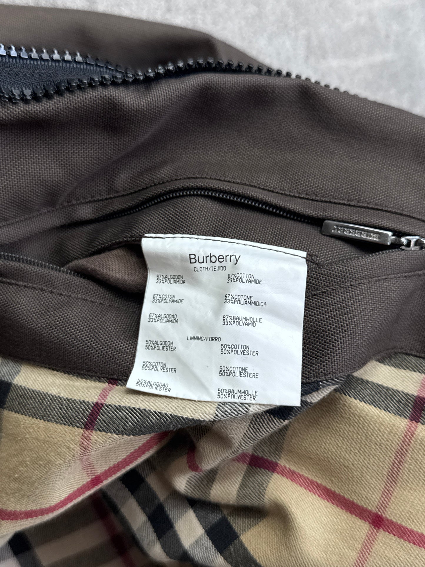 Burberry Brown Nova Check Lined Poly Cotton Utility Coat