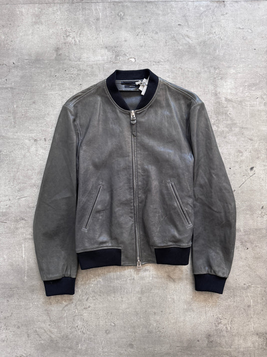 Tom Ford Lambskin Leather Grey Bomber Jacket FA:276 (CSN633) | Medium, Grey