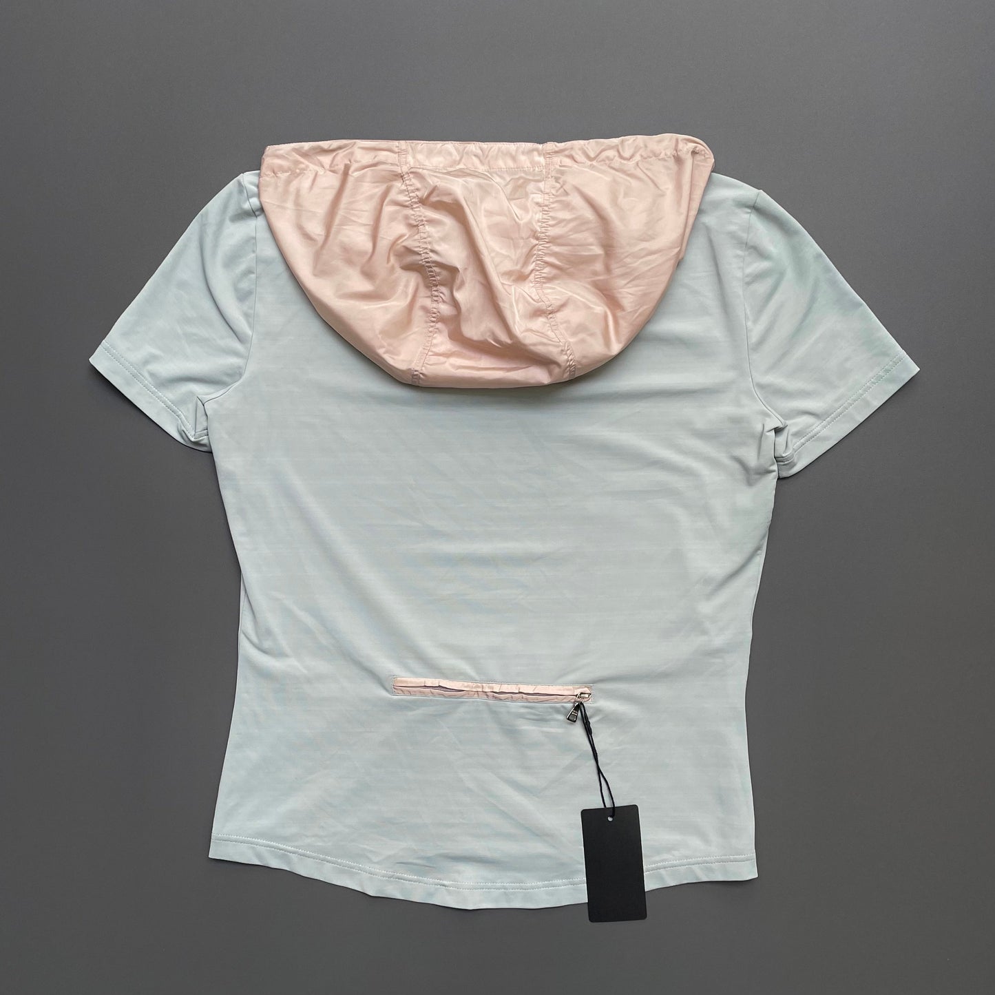 Prada Sport Runway SS99 Turquoise & Pink Nylon Hood T-Shirt | Medium, Pink