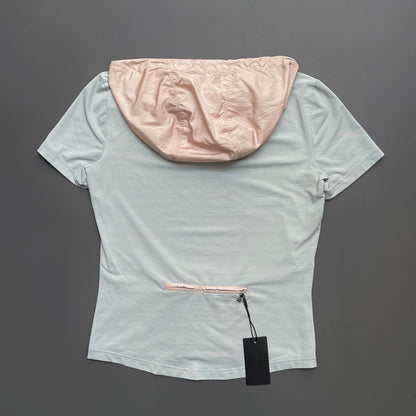 Prada Sport Runway SS99 Turquoise & Pink Nylon Hood T-Shirt | Medium, Pink