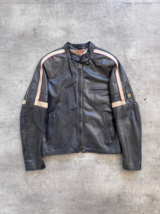 2000's Belstaff Gold Label 'Hero' Leather Motorcycle Jacket FA:276 (CSN694-1) | Medium, Gold