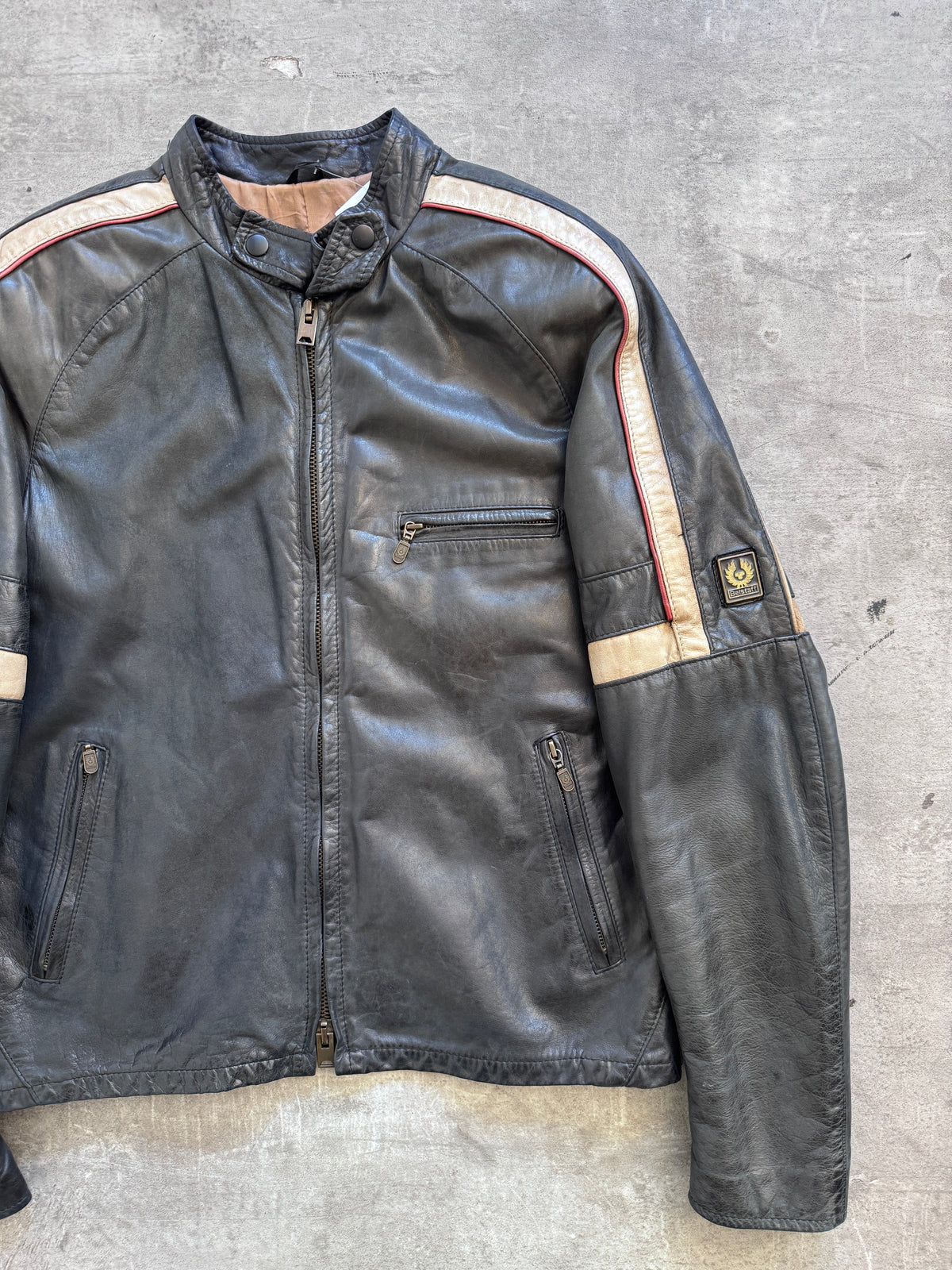2000's Belstaff Gold Label 'Hero' Leather Motorcycle Jacket FA:276 (CSN694-1) | Medium, Gold