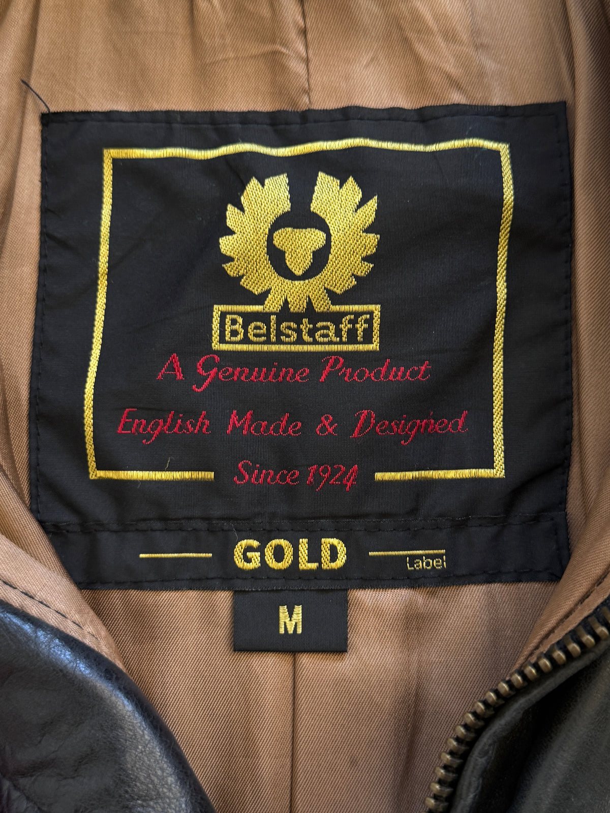 2000's Belstaff Gold Label 'Hero' Leather Motorcycle Jacket FA:276 (CSN694-1) | Medium, Gold