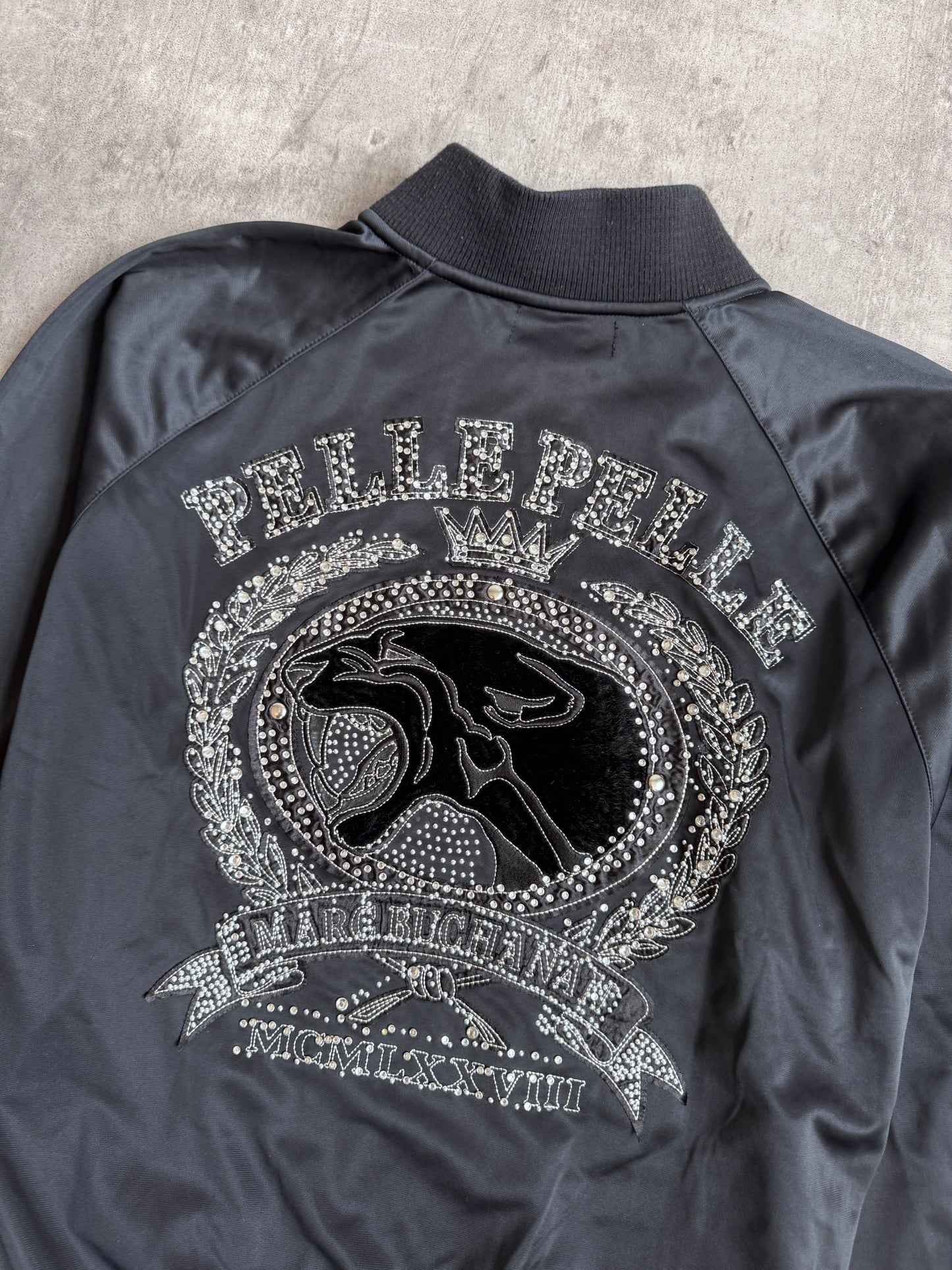 Pelle Pelle Black Satin Crown Logo Tracksuit Set