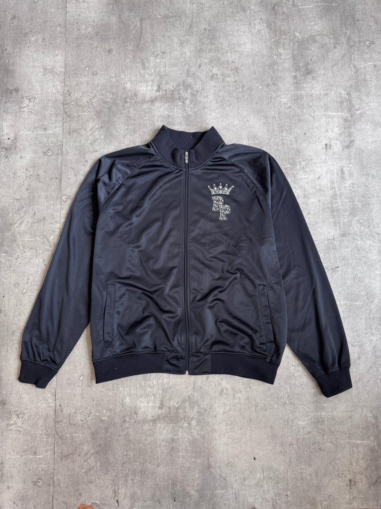 Pelle Pelle Black Satin Crown Logo Tracksuit Set