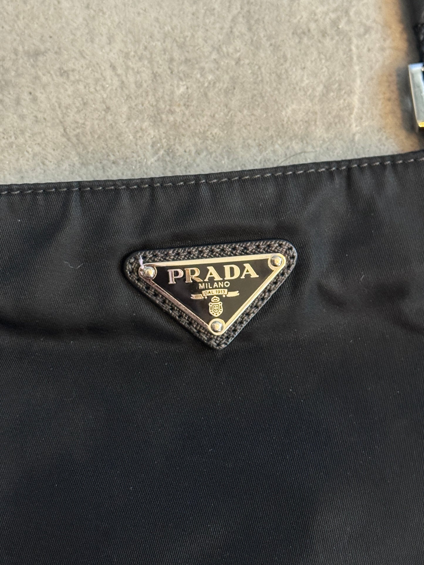 Prada Tessuto Black Nylon Plaque Logo Crossbody Bag