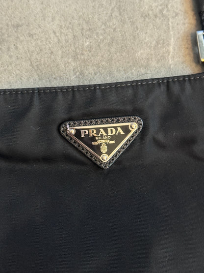 Prada Tessuto Black Nylon Plaque Logo Crossbody Bag
