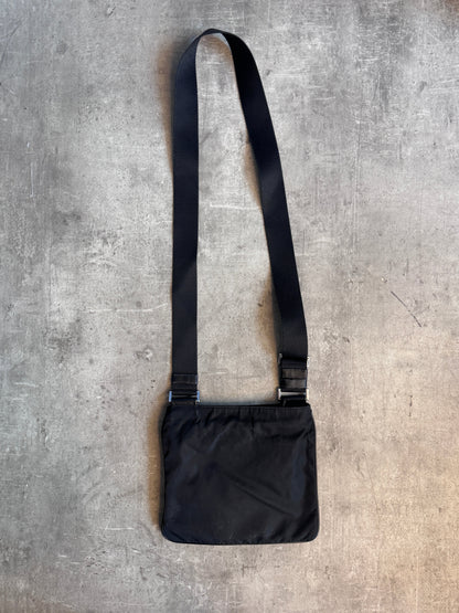 Prada Tessuto Black Nylon Plaque Logo Crossbody Bag