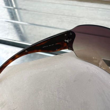 Prada Brown & Silver 00s Tortoise Shell Shield Sunglasses | O/S, Brown