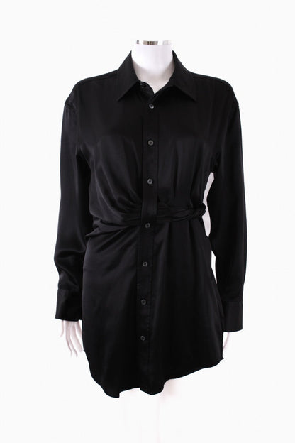 T By Alexander Wang Silk Shirt Dress Black 8 | Default Title, Black