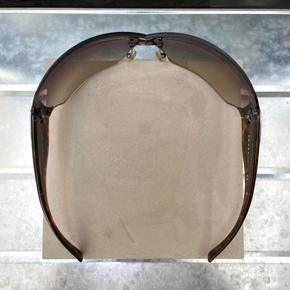 Prada Brown & Silver 00s Tortoise Shell Shield Sunglasses | O/S, Brown