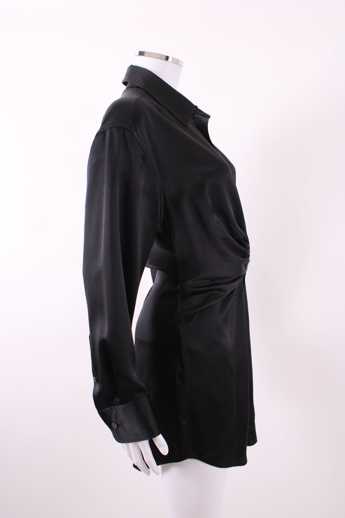 T By Alexander Wang Silk Shirt Dress Black 8 | Default Title, Black