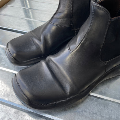Prada Sport Black FW99 Runway Leather Square Toe Vibram Chelsea Boots | MEDIUM, Black