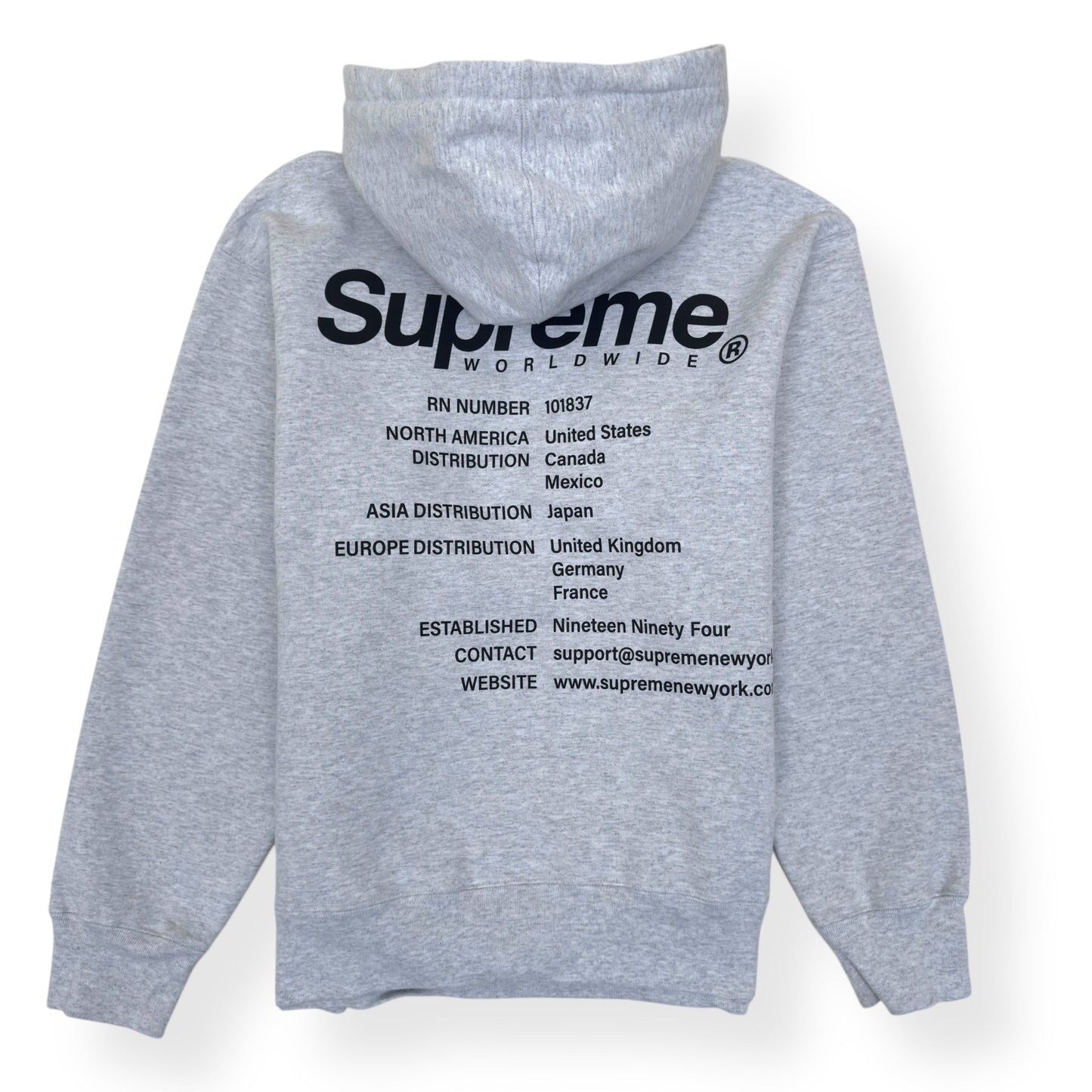 SUPREME WORLDWIDE HOODIE GREY / BLACK M | Medium, Black