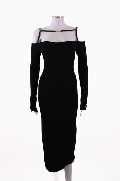 Jacquemus La Robe Sierra Knit Midi Dress Black 36 | Default Title, Black