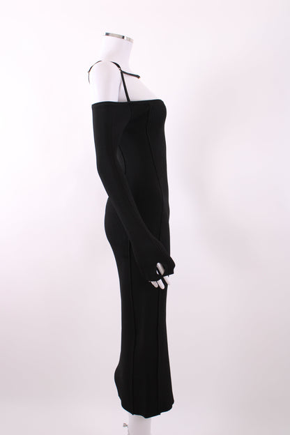 Jacquemus La Robe Sierra Knit Midi Dress Black 36 | Default Title, Black