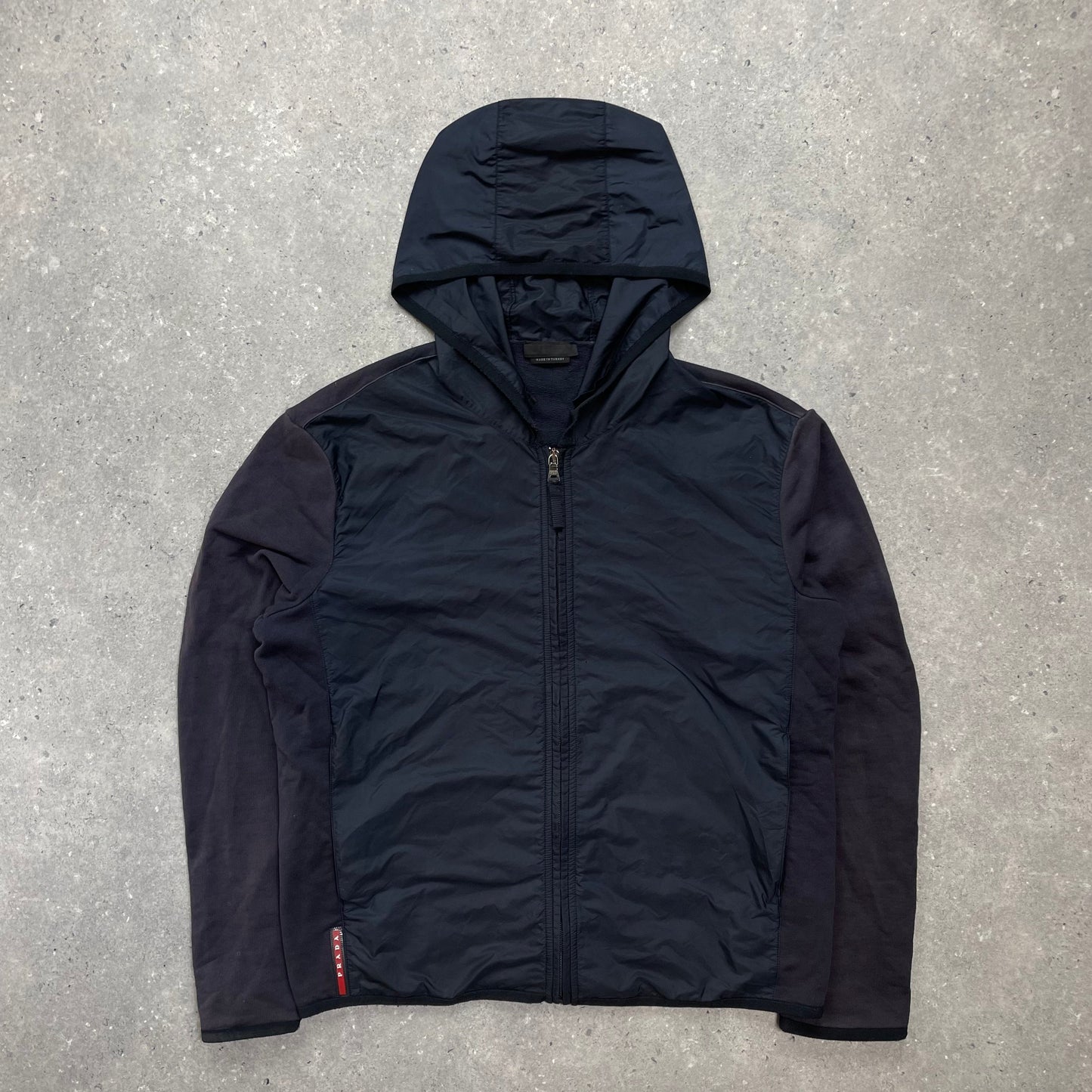 Prada Sport Navy Nylon Panel Hoodie | X-Large, Navy