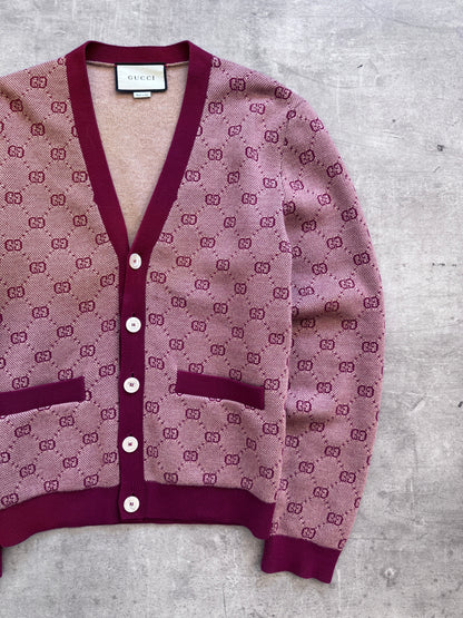 Gucci Bordeaux GG Jacquard Knitted Cardigan FA:276 (NP660) | Medium, Bordeaux