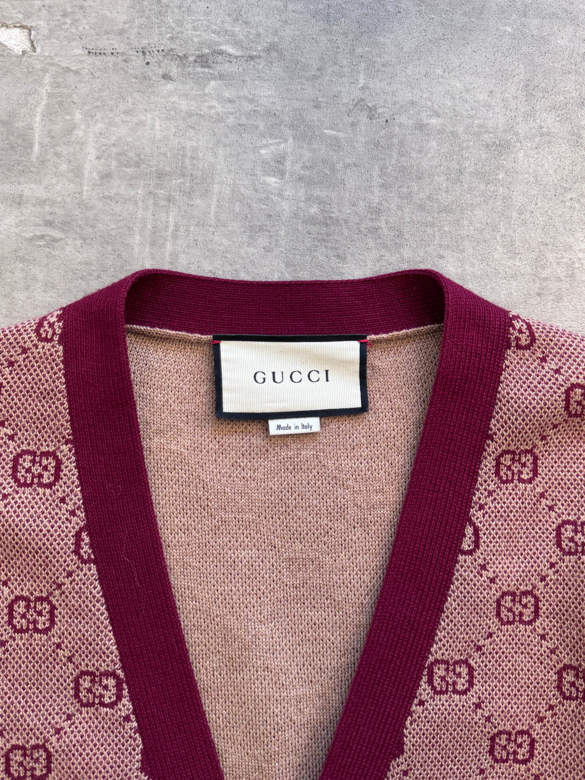 Gucci Bordeaux GG Jacquard Knitted Cardigan FA:276 (NP660) | Medium, Bordeaux
