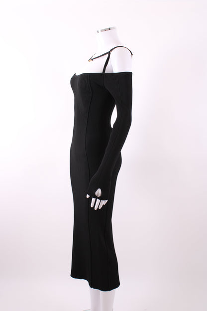 Jacquemus La Robe Sierra Knit Midi Dress Black 36 | Default Title, Black
