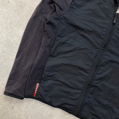 Prada Sport Navy Nylon Panel Hoodie | X-Large, Navy