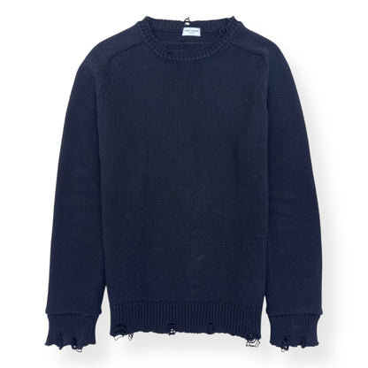 SAINT LAURENT RAW-TRIMMED WOVEN SWEATER BLACK M | Medium, Black
