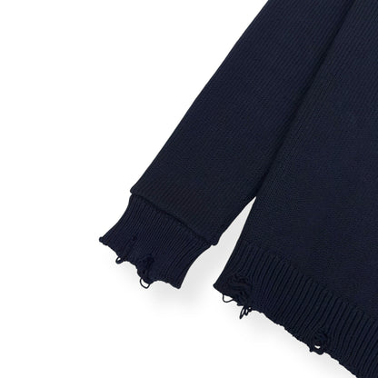 SAINT LAURENT RAW-TRIMMED WOVEN SWEATER BLACK M | Medium, Black