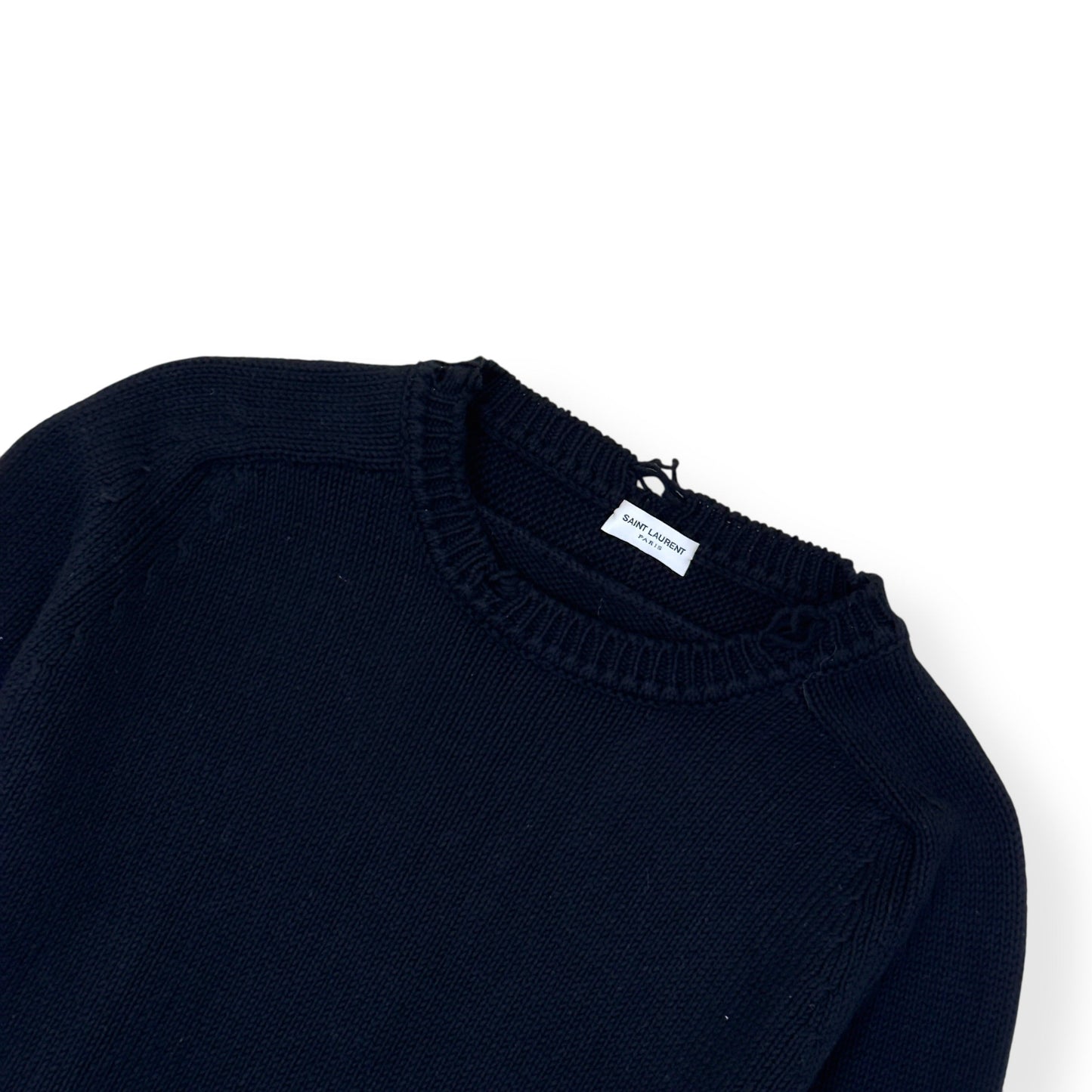 SAINT LAURENT RAW-TRIMMED WOVEN SWEATER BLACK M | Medium, Black