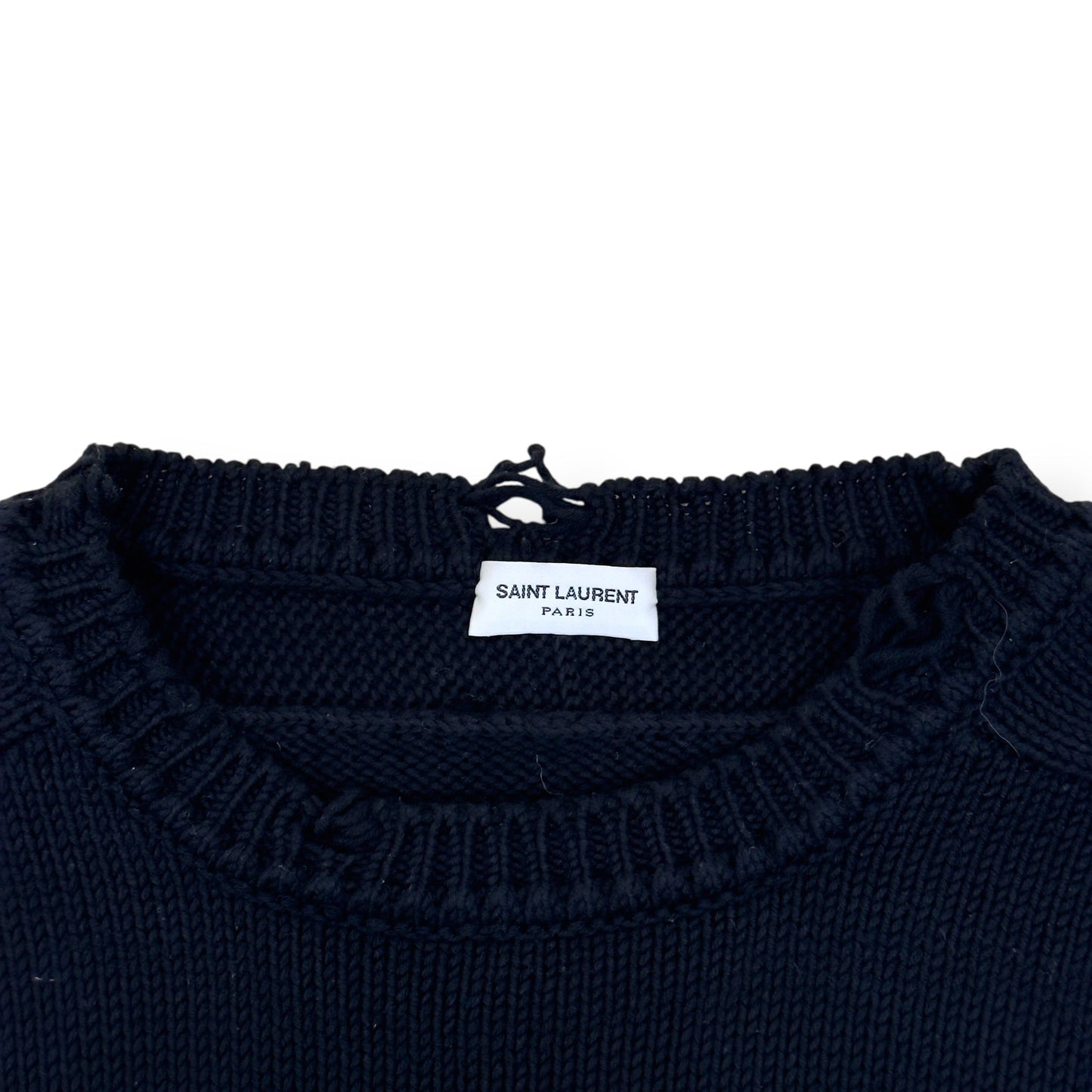 SAINT LAURENT RAW-TRIMMED WOVEN SWEATER BLACK M | Medium, Black