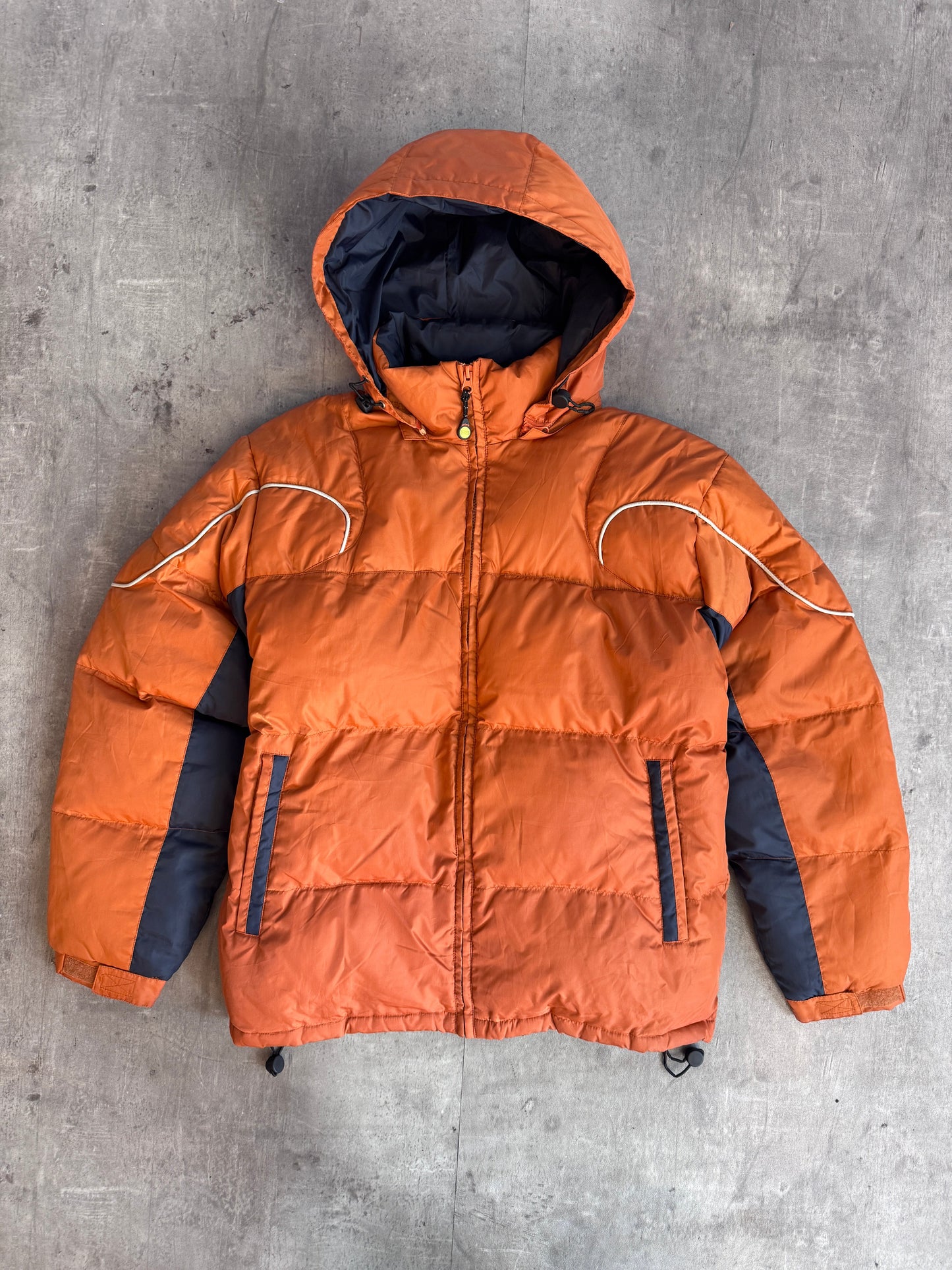 Balenciaga Orange Contrast Trim Down Quilt Puffer Jacket