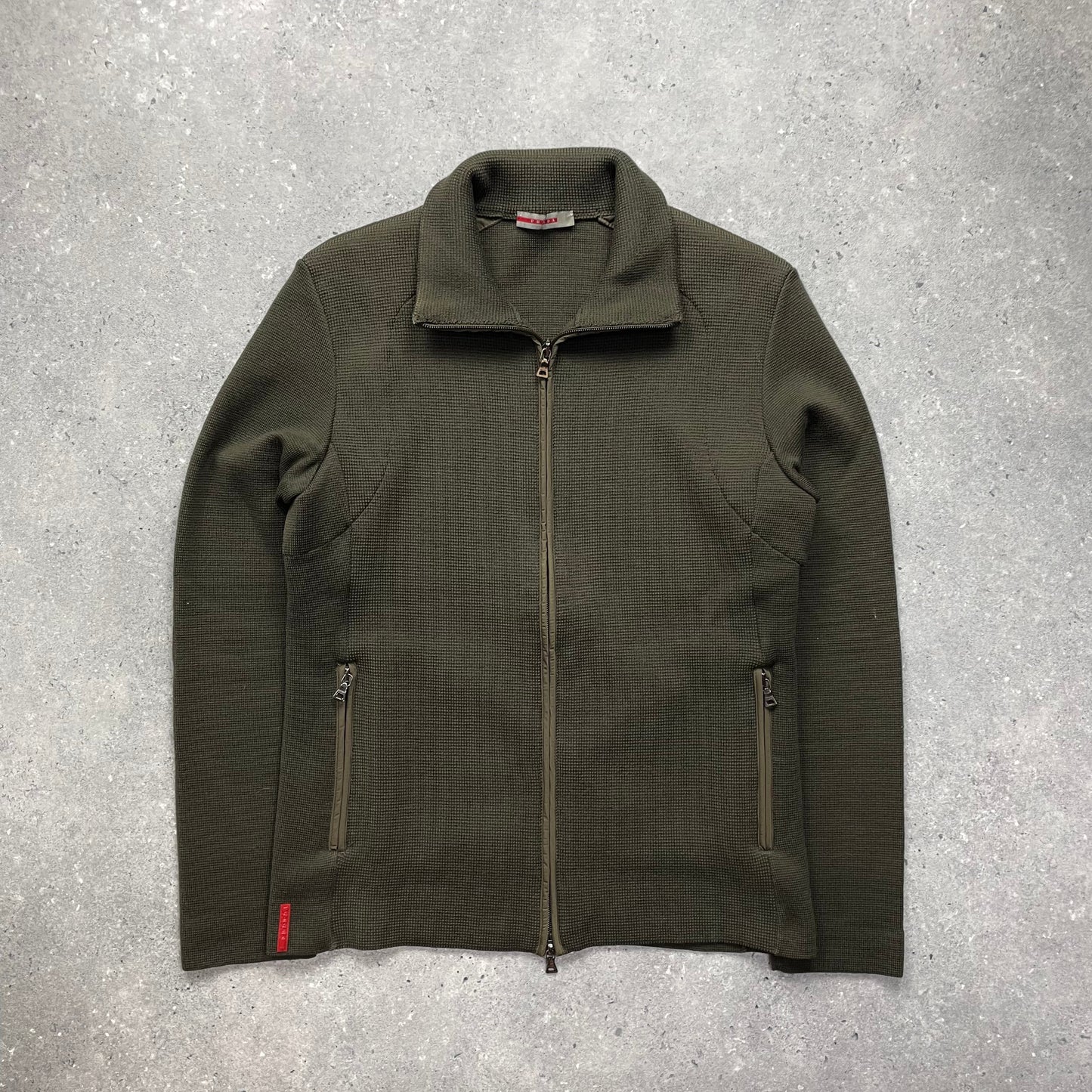 Prada Sport Moss Green Zip-Through Knit Jumper IT46 | Small, Green