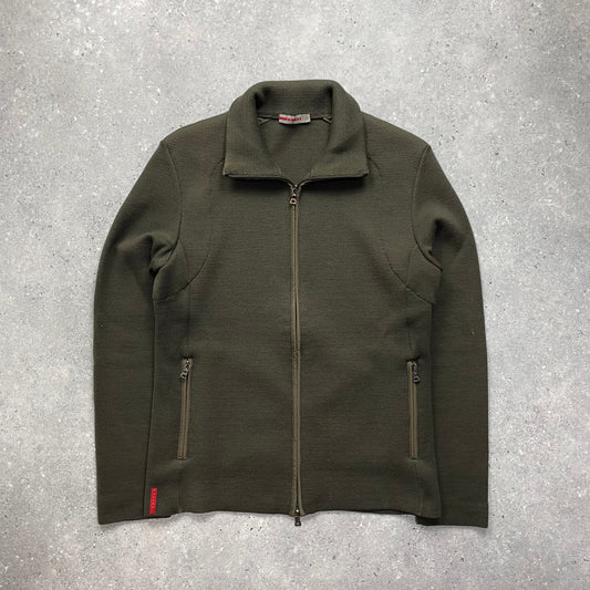 Prada Sport Moss Green Zip-Through Knit Jumper IT46 | Small, Green
