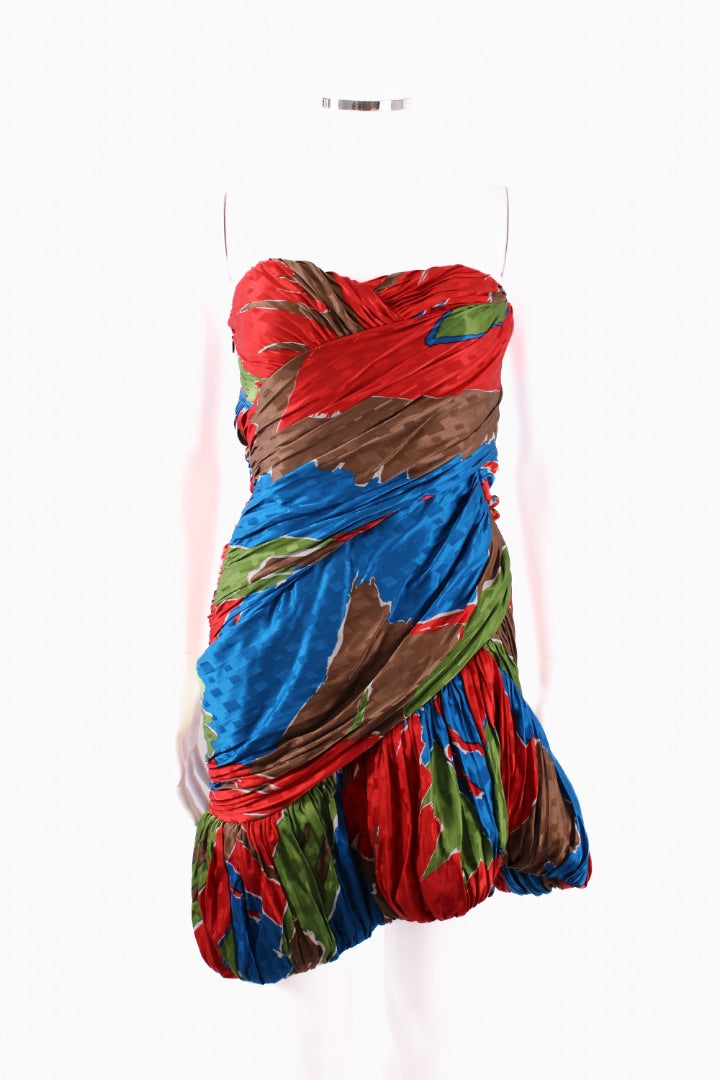 Tory Burch Silk Mini Party Dress Blue & Red S | Default Title, Blue